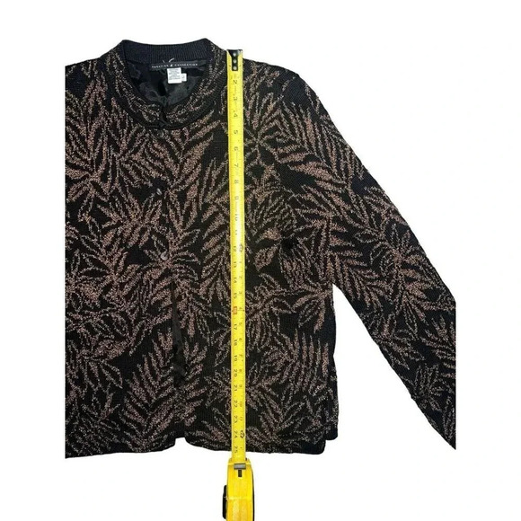 Peruvian Connection Black Copper Button Front Pima Cotton Blend Cardigan Size L - Picture 6 of 8